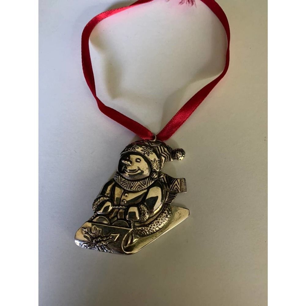 Gorham sledding snowman xmas ornament